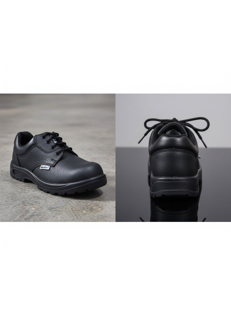Vaultex LIT SBP Low Ankle Leather Safety Shoes - Black, Heavy quality material - Image 3